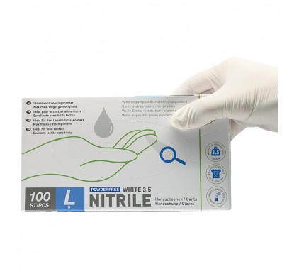 Rokavice nitril BELE nepudrane L velike 100 kos Rokavice