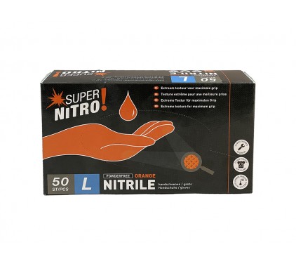 Rokavice nitril SUPER NITRO oranžne, nepudrane L, velike 50 kos Zaščitna oprema