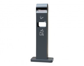 Pepelnik stoječ s košem za smeti, črn, 12,5 L Koši, zbiralniki in vrečke za odpadke