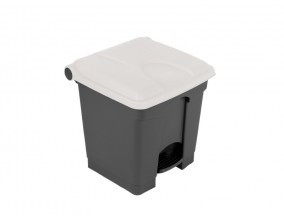 Koš z nožnim odpiranjem, siv z belim pokrovom, 30 L Koši, zbiralniki in vrečke za odpadke