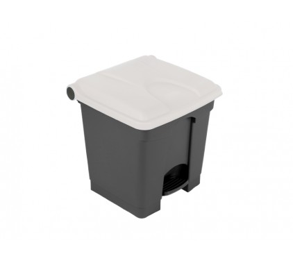 Koš z nožnim odpiranjem, siv z belim pokrovom, 30 L Koši, zbiralniki in vrečke za odpadke