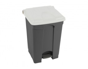 Koš z nožnim odpiranjem, siv z belim pokrovom, 45 L Koši, zbiralniki in vrečke za odpadke