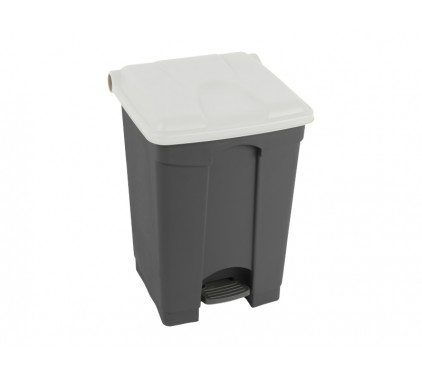 Koš z nožnim odpiranjem, siv z belim pokrovom, 45 L Koši, zbiralniki in vrečke za odpadke