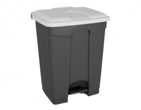 Koš z nožnim odpiranjem, siv z belim pokrovom, 70 L Koši, zbiralniki in vrečke za odpadke