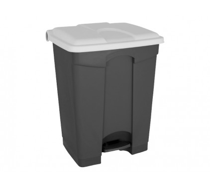 Koš z nožnim odpiranjem, siv z belim pokrovom, 70 L Koši, zbiralniki in vrečke za odpadke