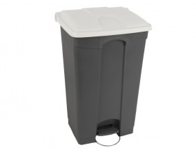 Koš z nožnim odpiranjem, siv z belim pokrovom, 90 L Koši, zbiralniki in vrečke za odpadke