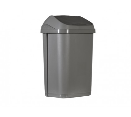 Koš s premičnim pokrovom, siv, 25 L Koši, zbiralniki in vrečke za odpadke