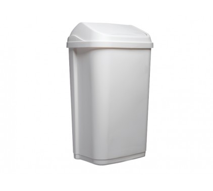 Koš s premičnim pokrovom, bel, 50 L Koši, zbiralniki in vrečke za odpadke